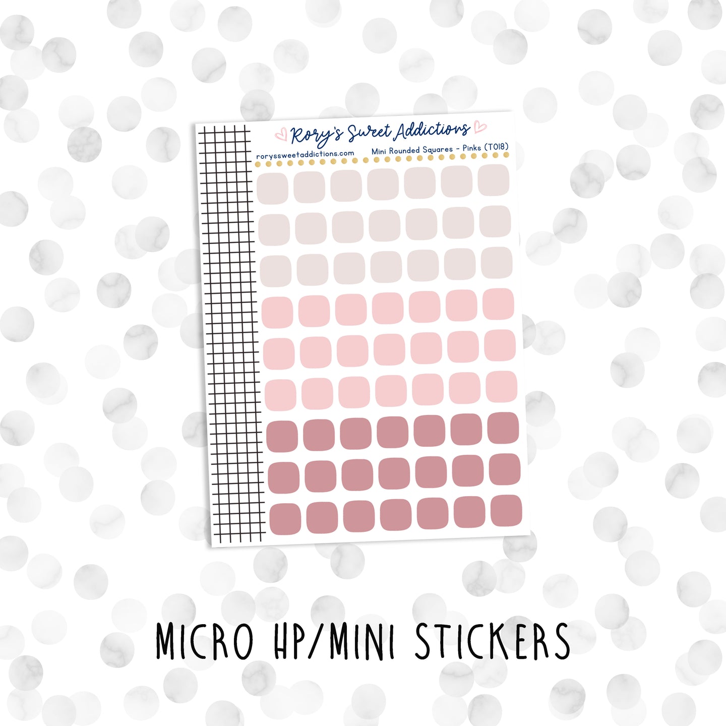 Mini Rounded Squares - Pinks // Micro HP - Mini Stickers