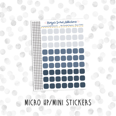 Mini Rounded Squares - Blues // Micro HP - Mini Stickers
