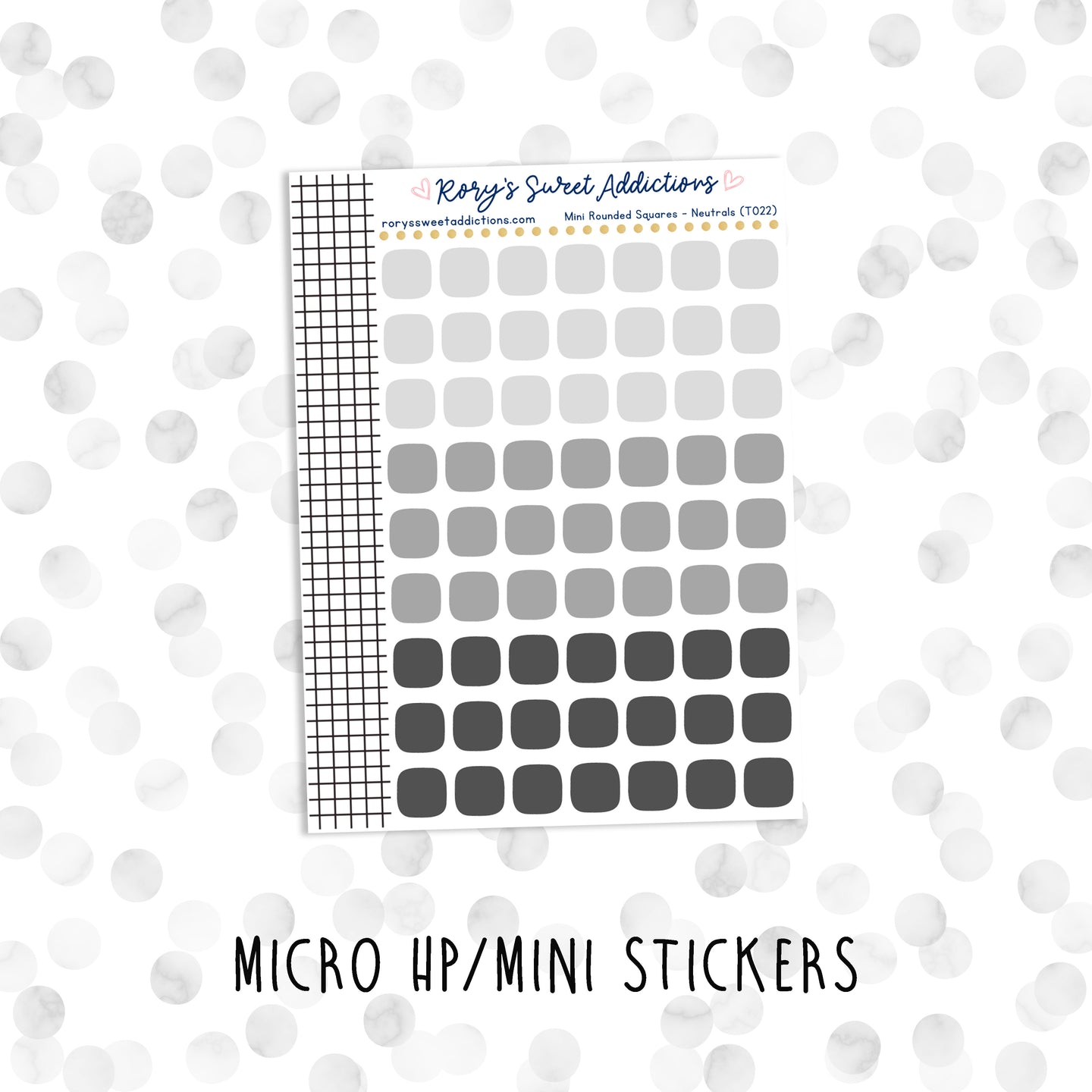 Mini Rounded Squares - Neutrals // Micro HP - Mini Stickers