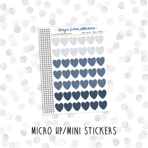 Mini Hearts - Blues // Micro HP - Mini Stickers