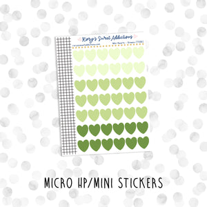 Mini Hearts - Greens // Micro HP - Mini Stickers