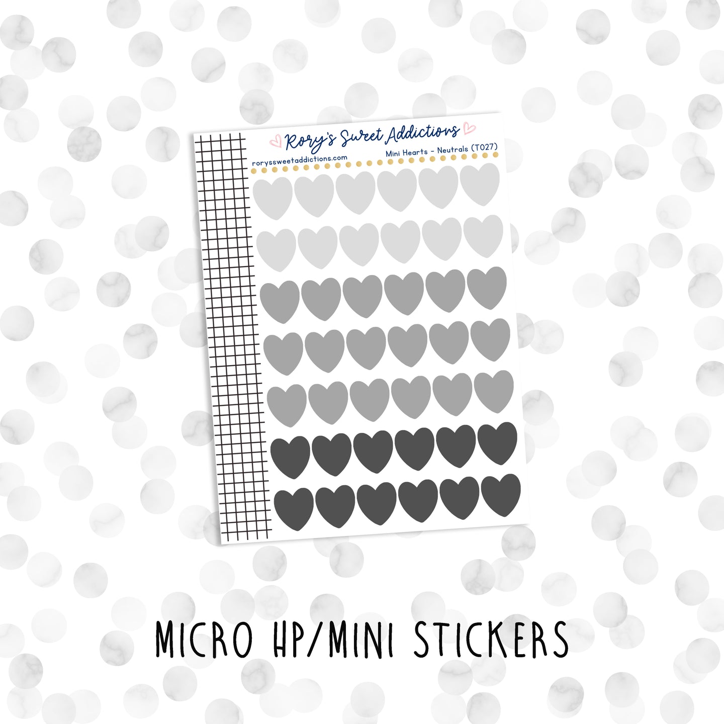 Mini Hearts - Neutrals // Micro HP - Mini Stickers